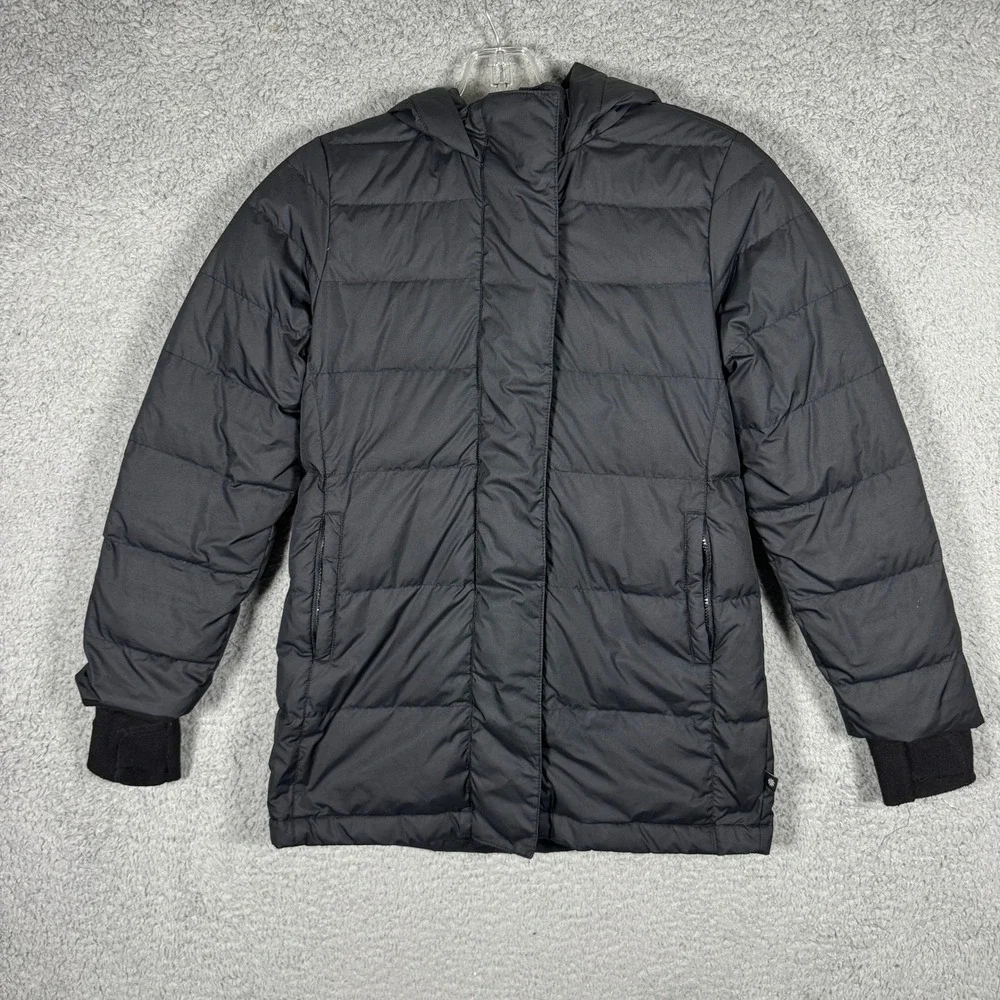 Athleta Girl Black Snow Day Down Jacket Hooded Puffer Fleece Lined Kids M 8-10